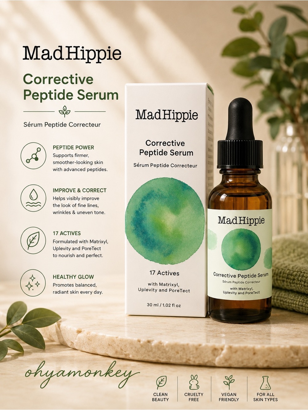 Mad Hippie Corrective Peptide Serum $33